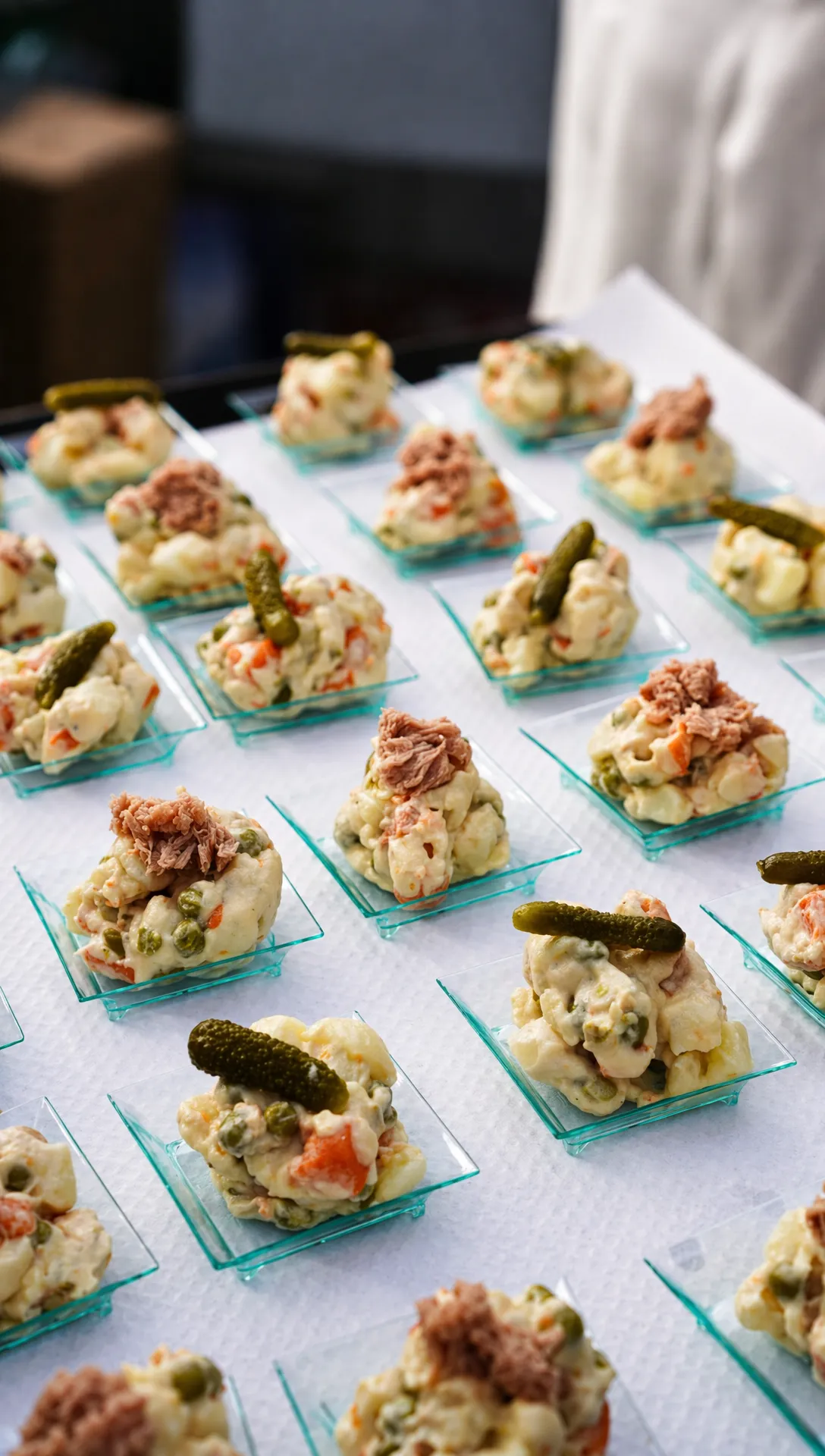 Canapés en montaje